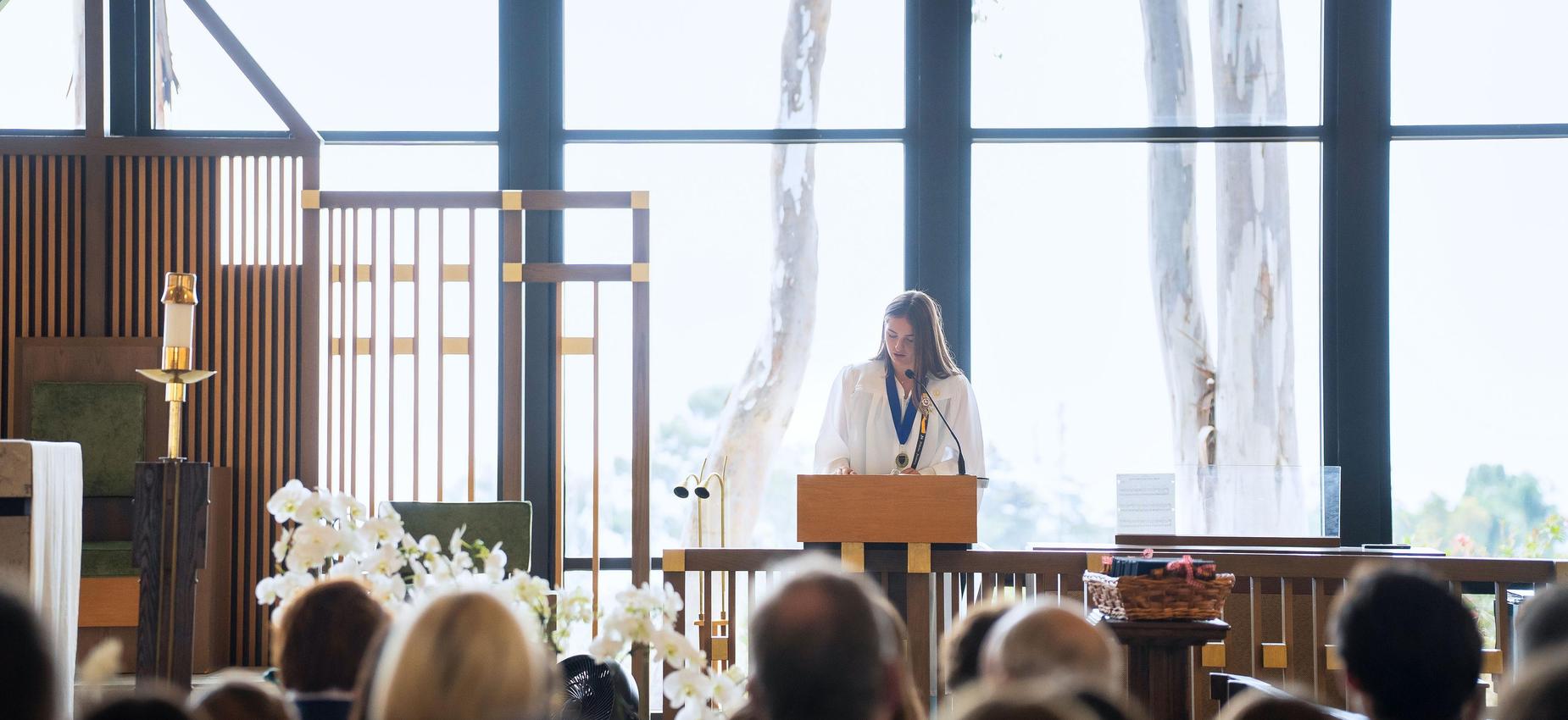 Valedictorian gives speech at graduation
