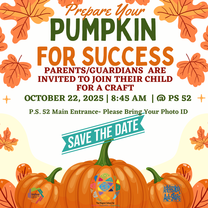 pumpkins and leaves on flyer