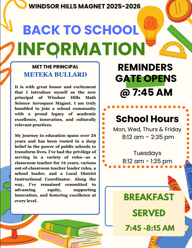 BACK TO SCHOOL INFORMATION