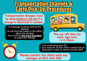 transportation changes/early outs