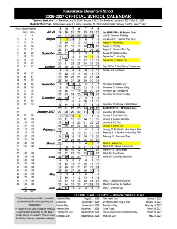 2026-2027 school calendar