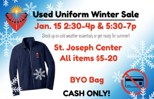 Blue uniform jacket on a snowflake background