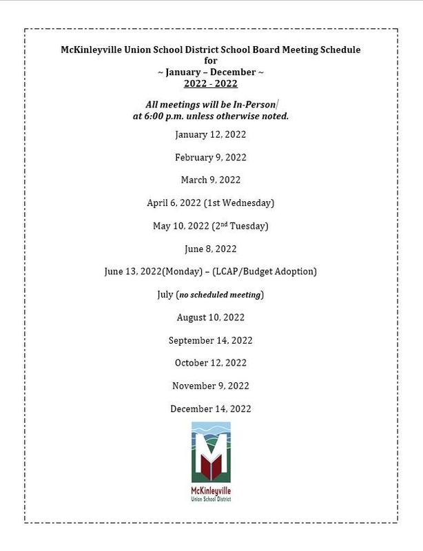 MUSD Board Meeting Schedule