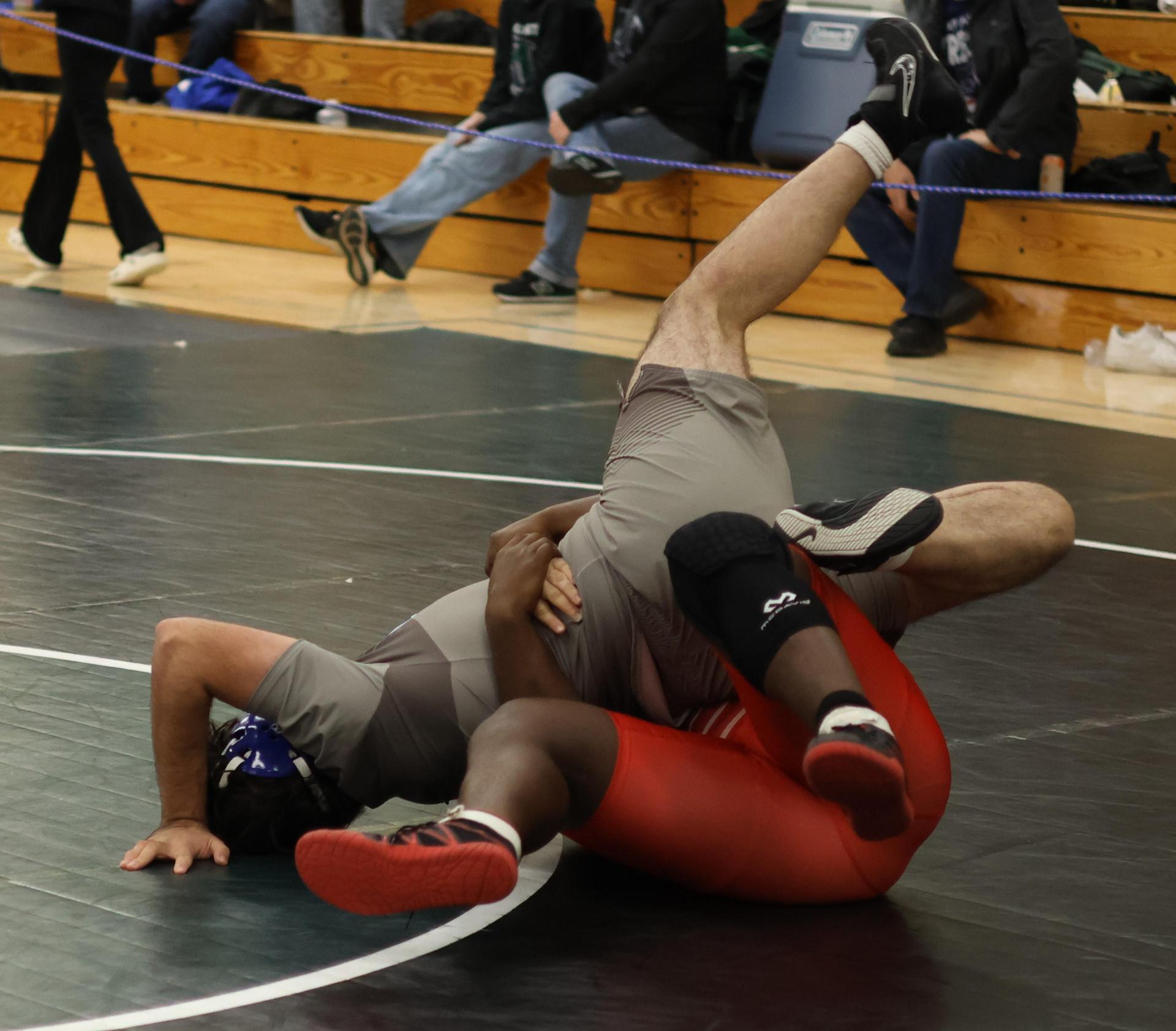 Boys wrestling in the Liberty Duals event 132