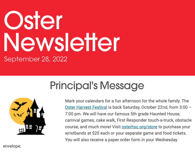 Oster Newsletter - September 28, 2022 Featured Photo