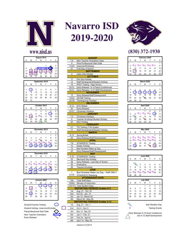 Adopted 2019-2020 Academic Calendar Featured Photo