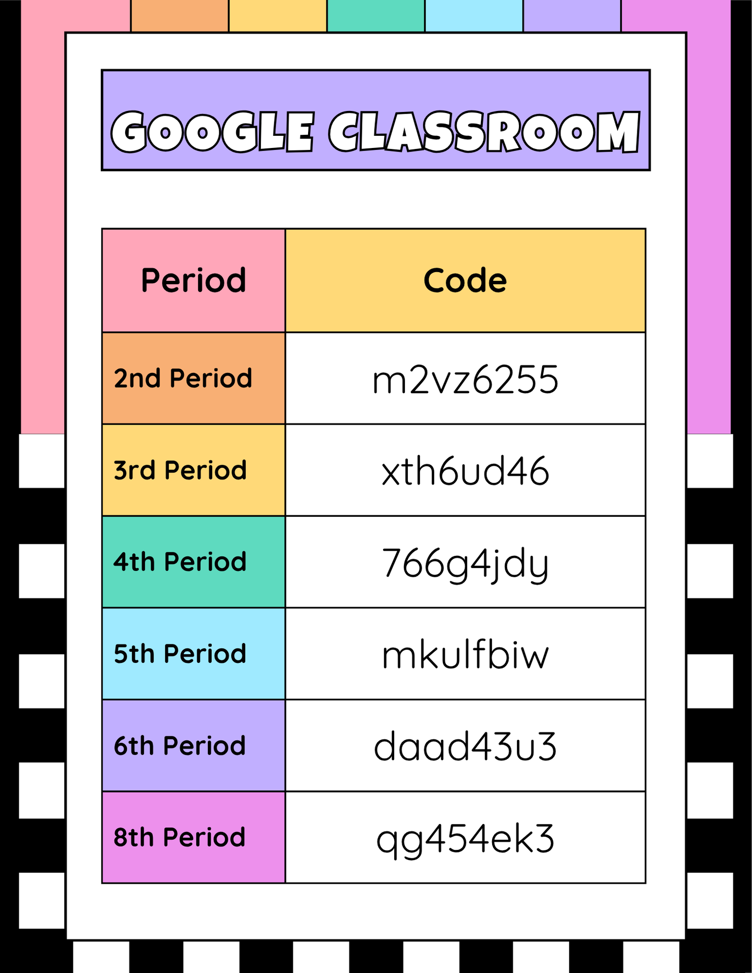 Google Classroom Codes