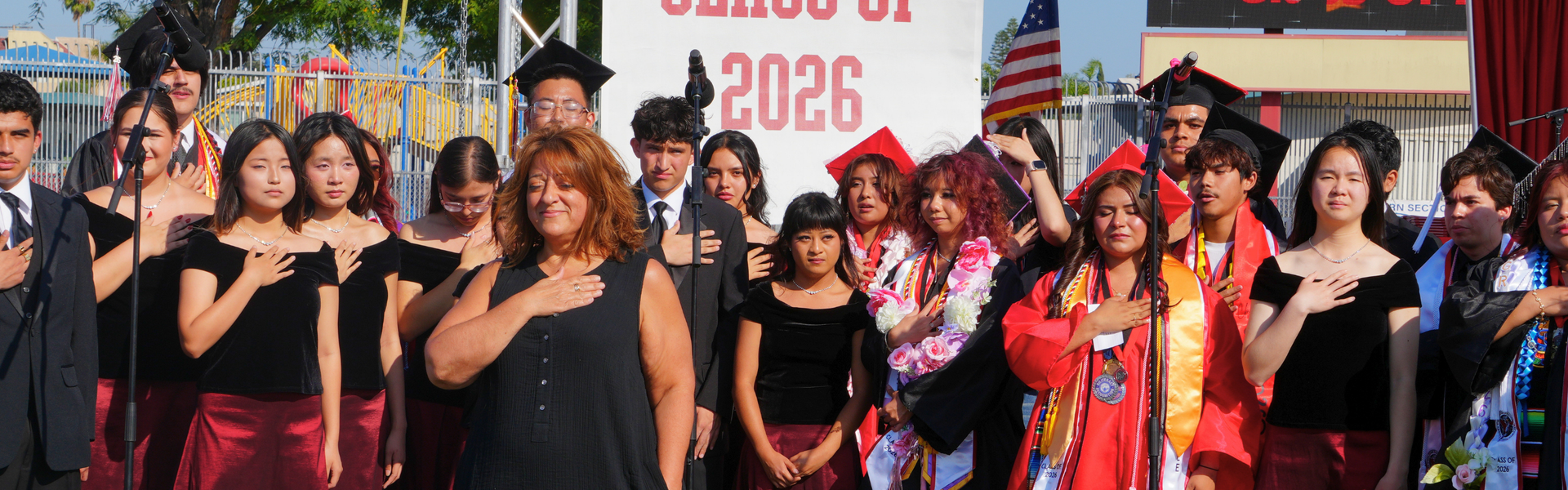 SVHS Choir at graduation during flag salute.