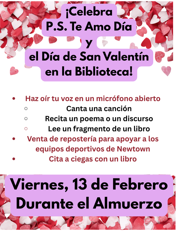 Library Valentine's Day Flyer Spanish