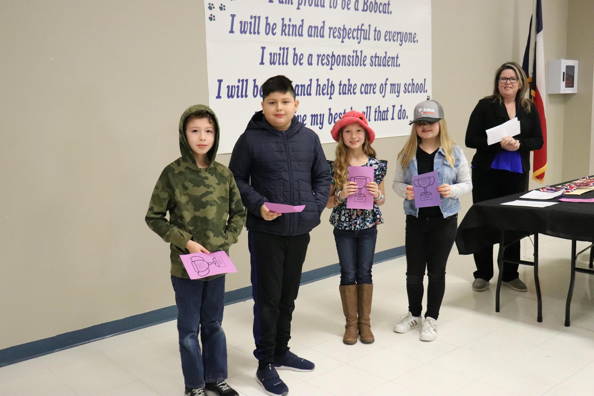 3rd Grade Ready Writing: Jordyn Copeland, Joshua Contreras, Martin Watson, and Kynley Farris