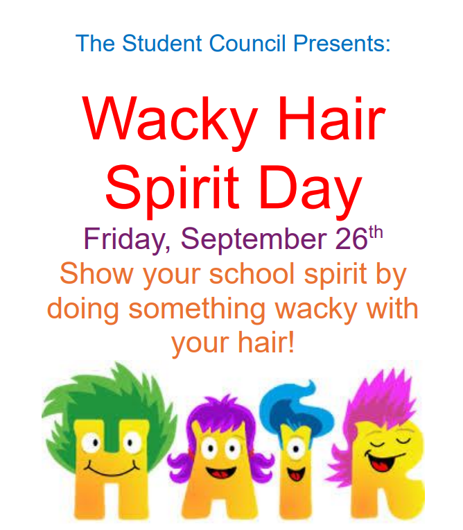 spirit day flyer for wacky hair day