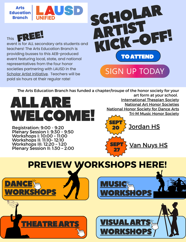 SCHOLAR ARTISTS INITIATIVE-SEPTEMBER KICK OFF EVENTS!