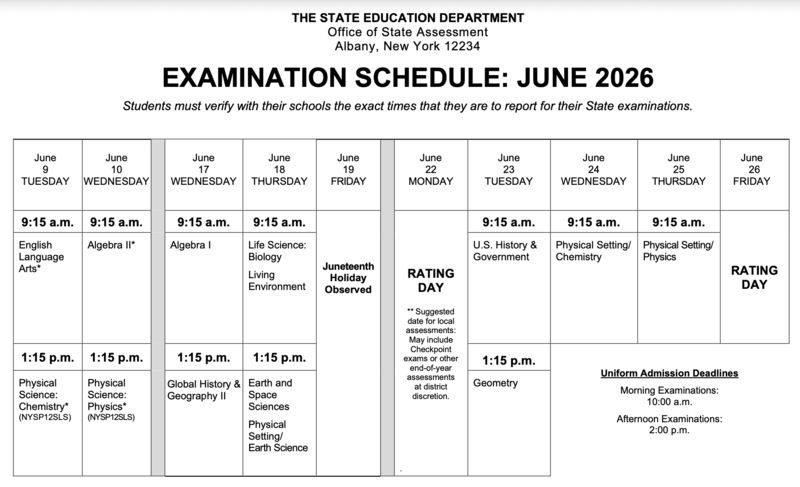 REGENTS SCHEDULE
