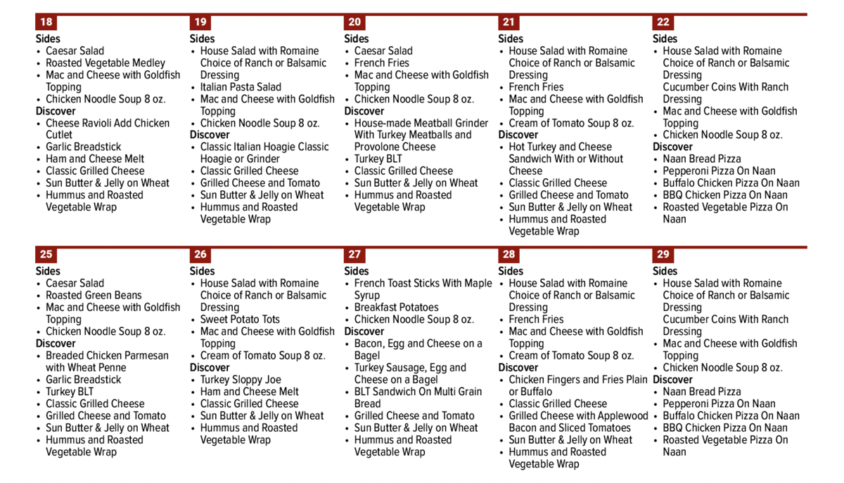 October menu 3