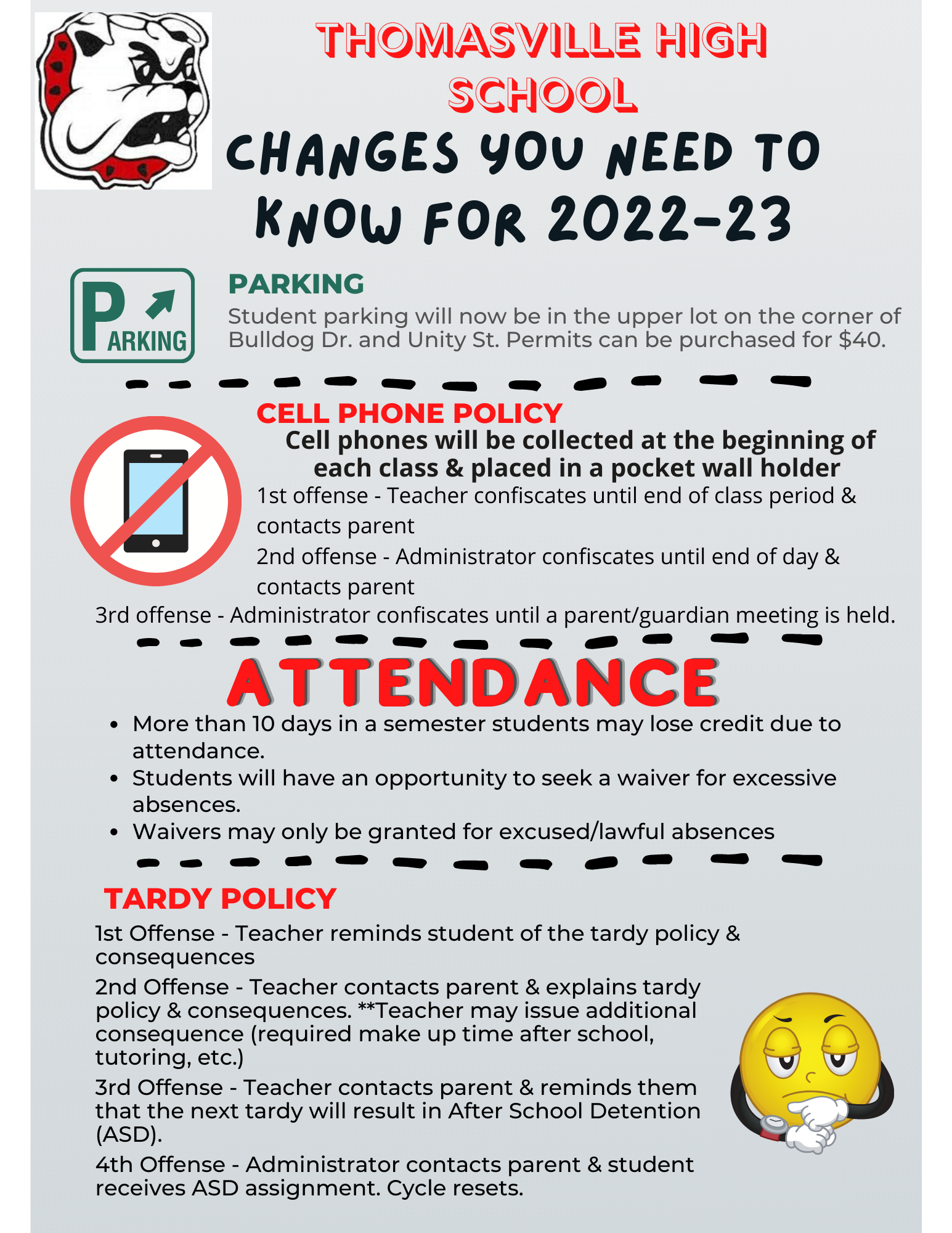 Cell Phone and Attendance Policy Updates