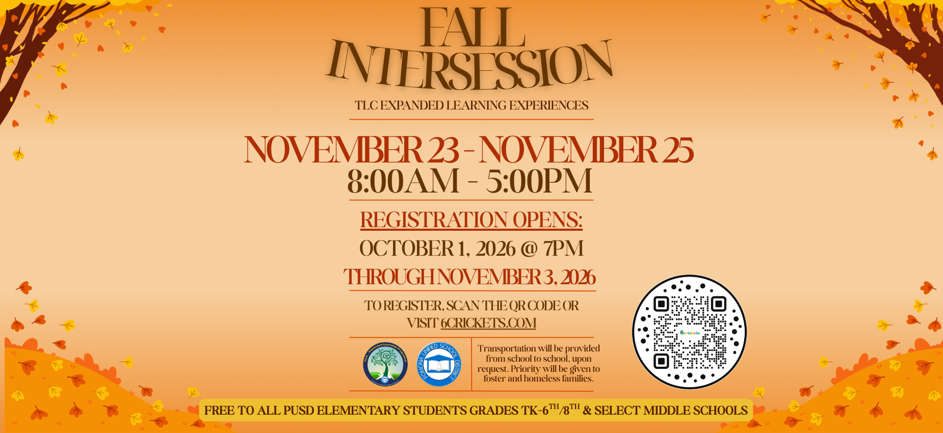 fall intersession registration opens 10/1 at 7pm