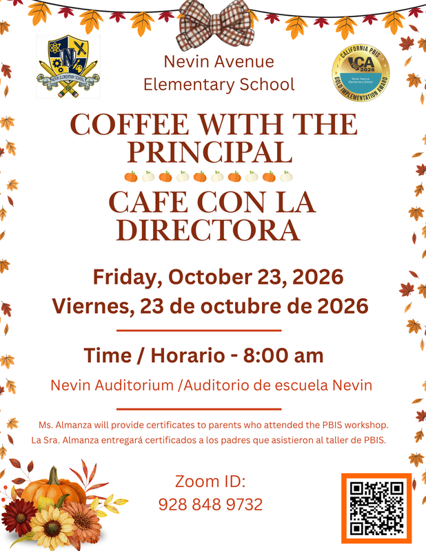 Coffee with the Principal / Cafe con la Directora