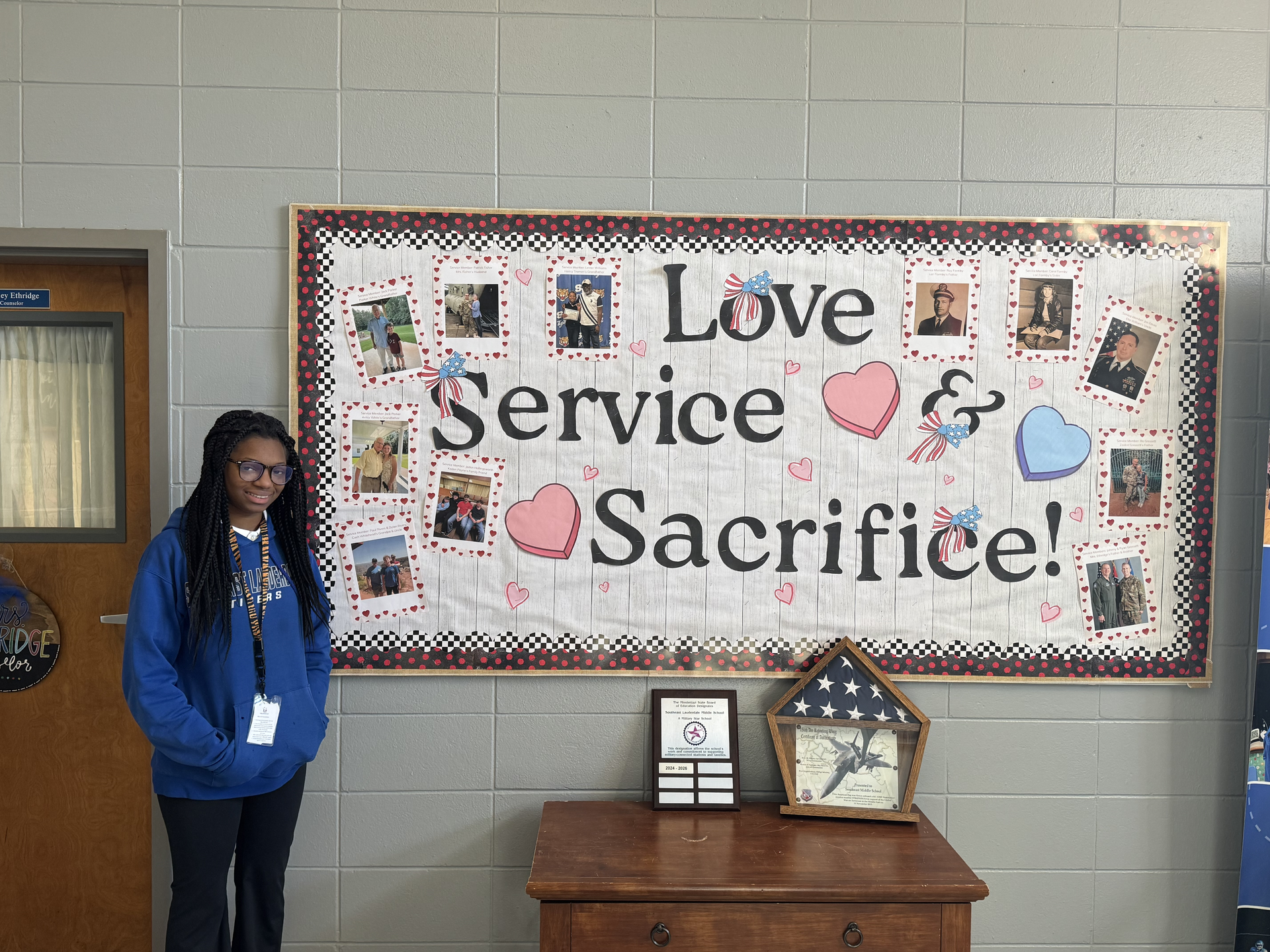 Here's our bulletin board in the front lobby!