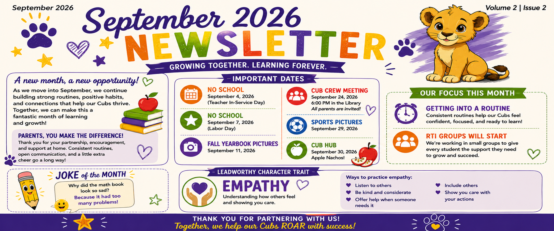 Sept. 2026 Family Newsletter