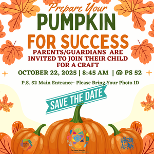 pumpkins and leaves on flyer