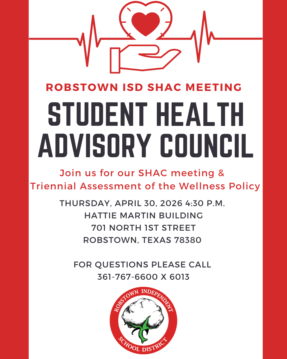 Event flyer for a student health advisory council meeting with details.