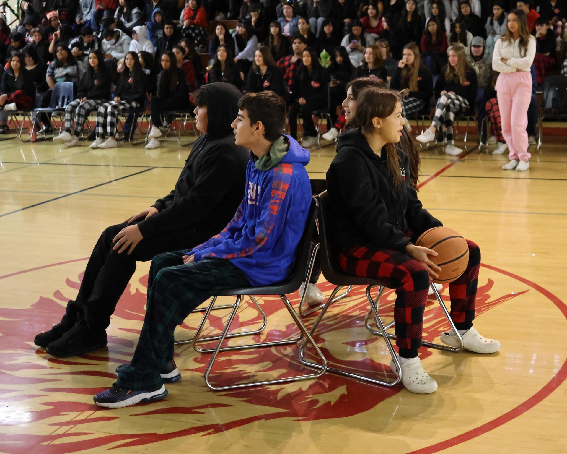 students playing jingle ball shootout
