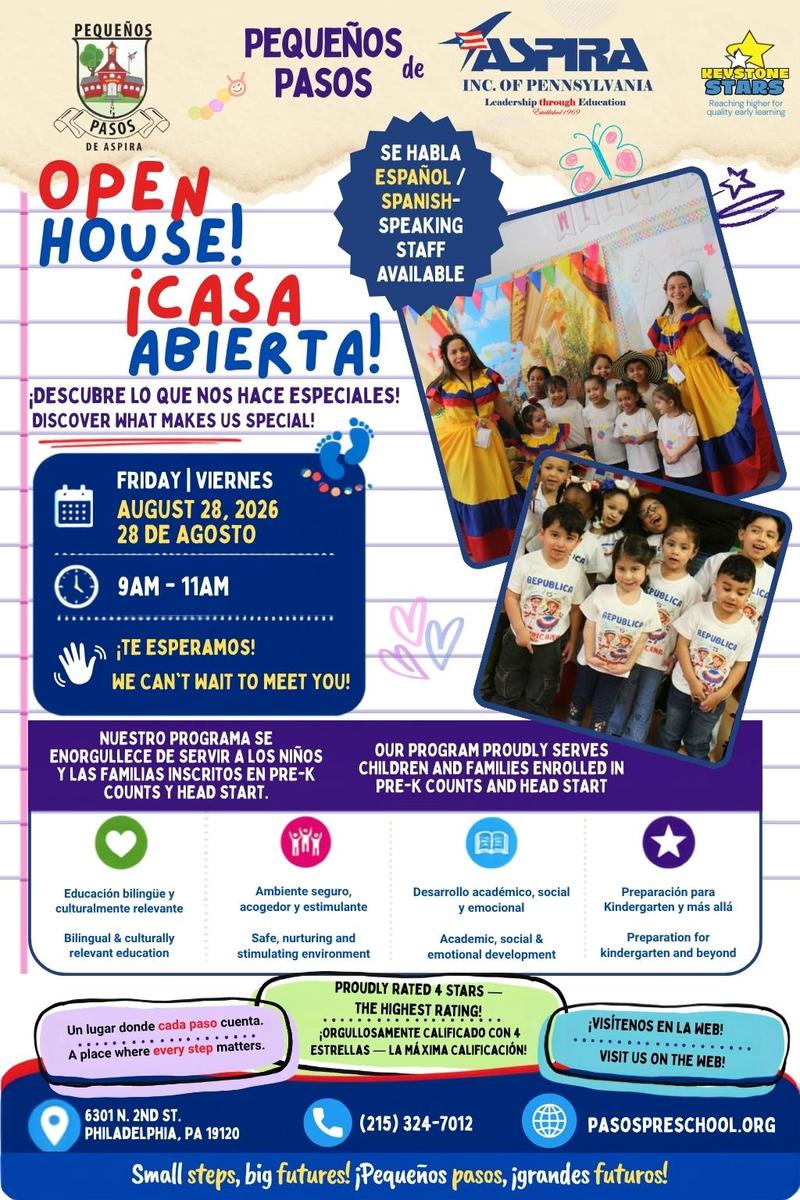 Pequeños Pasos Open House – August 28, 2026 Featured Photo