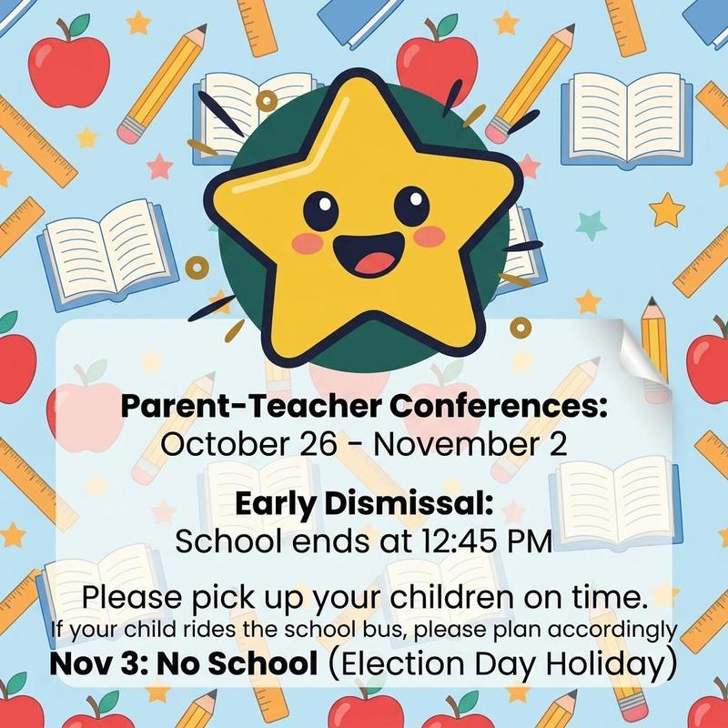 Just a reminder: Parent-Teacher Conferences start today and run through November 2.