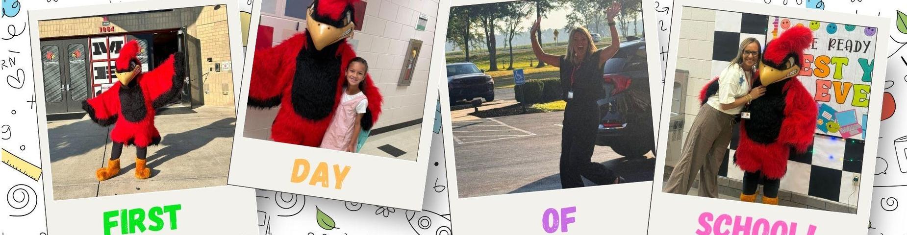 Staff and students celebrating the first day of school!