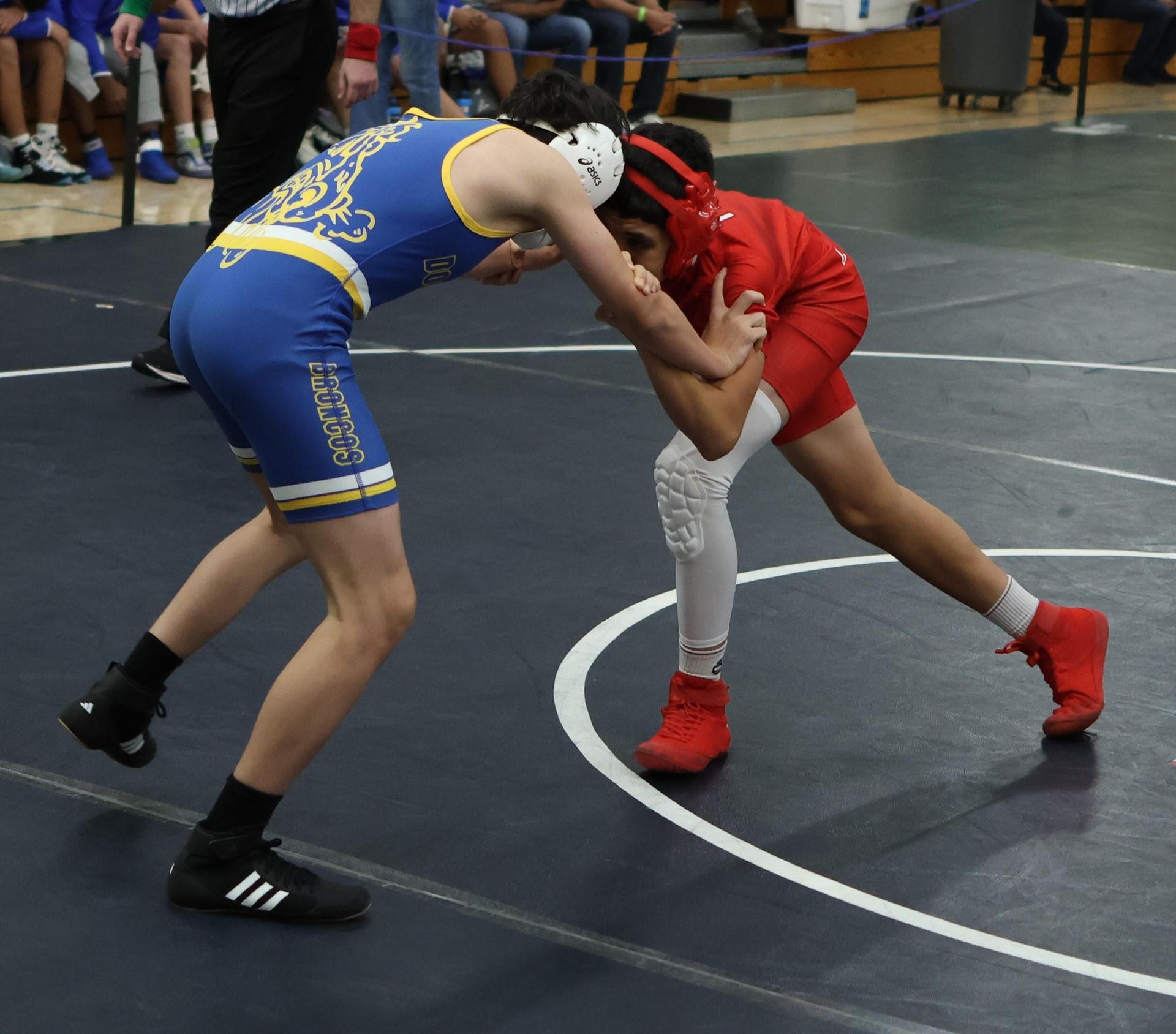 Boys wrestling in the Liberty Duals event 56