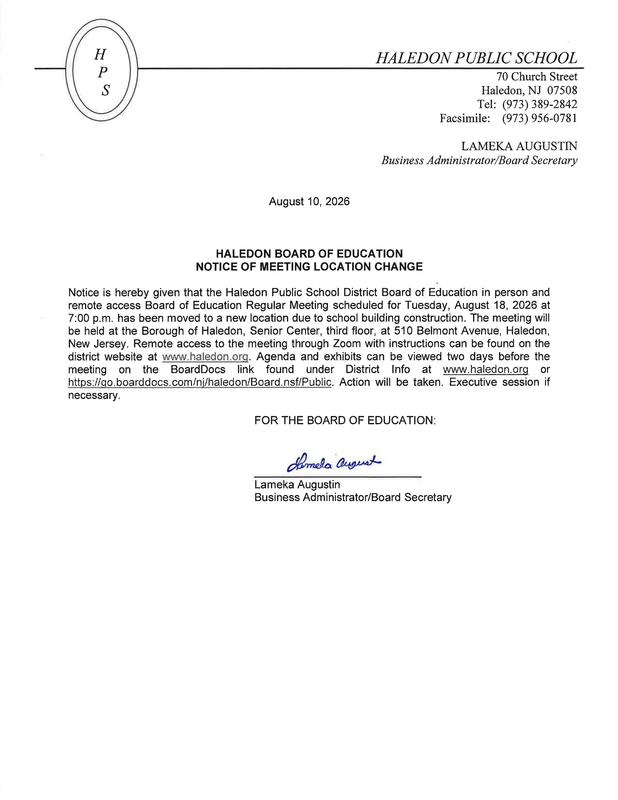 Legal Notice - Notice of BOE Meeting Location Change 8-18-26