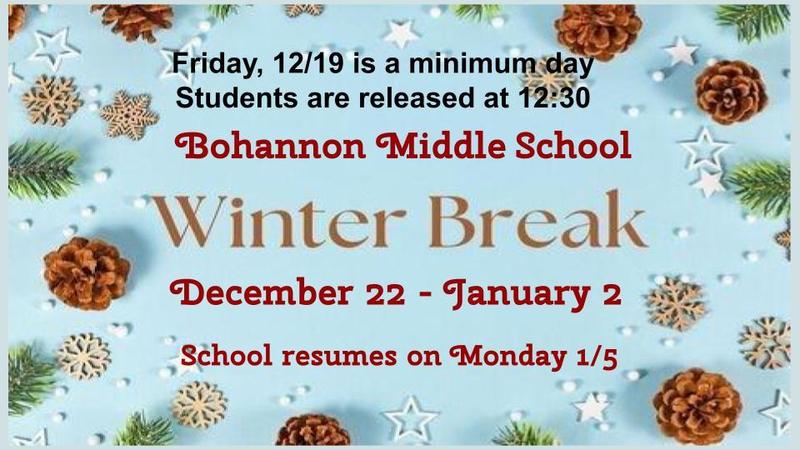 12/19 - Early Release Day and Winter Break is 12/22-1/2 Featured Photo