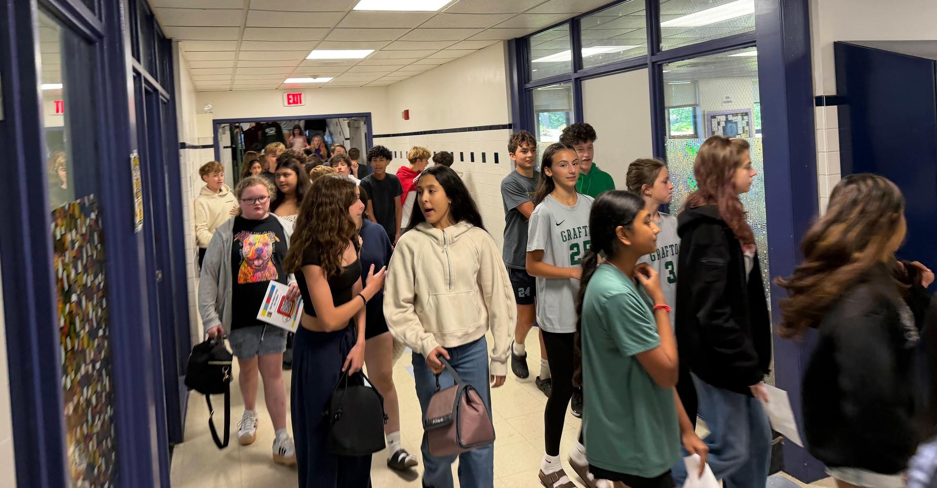 students in hallway