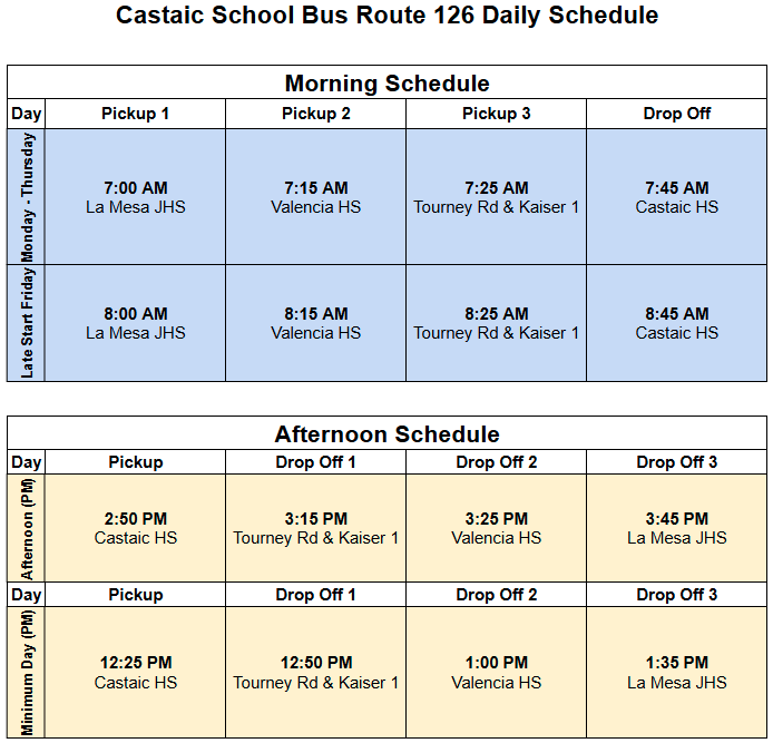 25-26 Bus Schedule