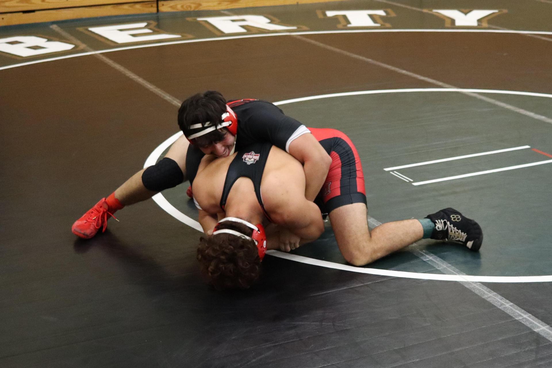 wrestlers in action at the Hawks invitational