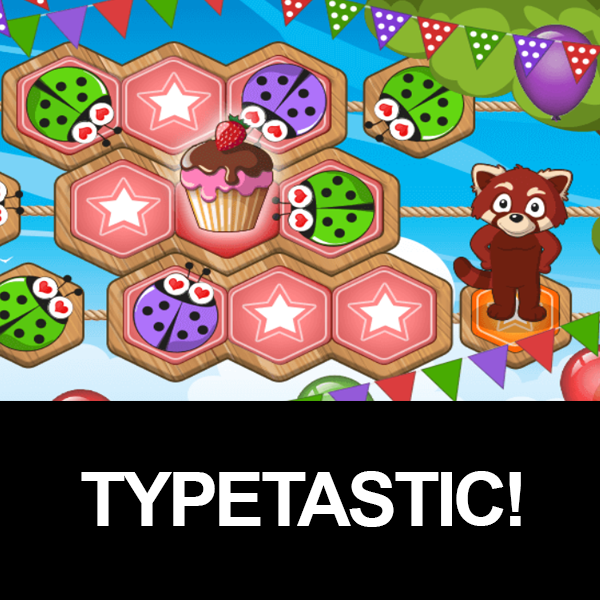 Typetastic image of racoon playing cupcake game