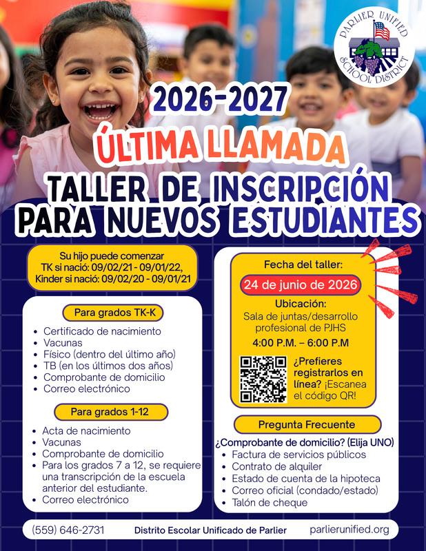 New Student Registration Flyer (SPAN)