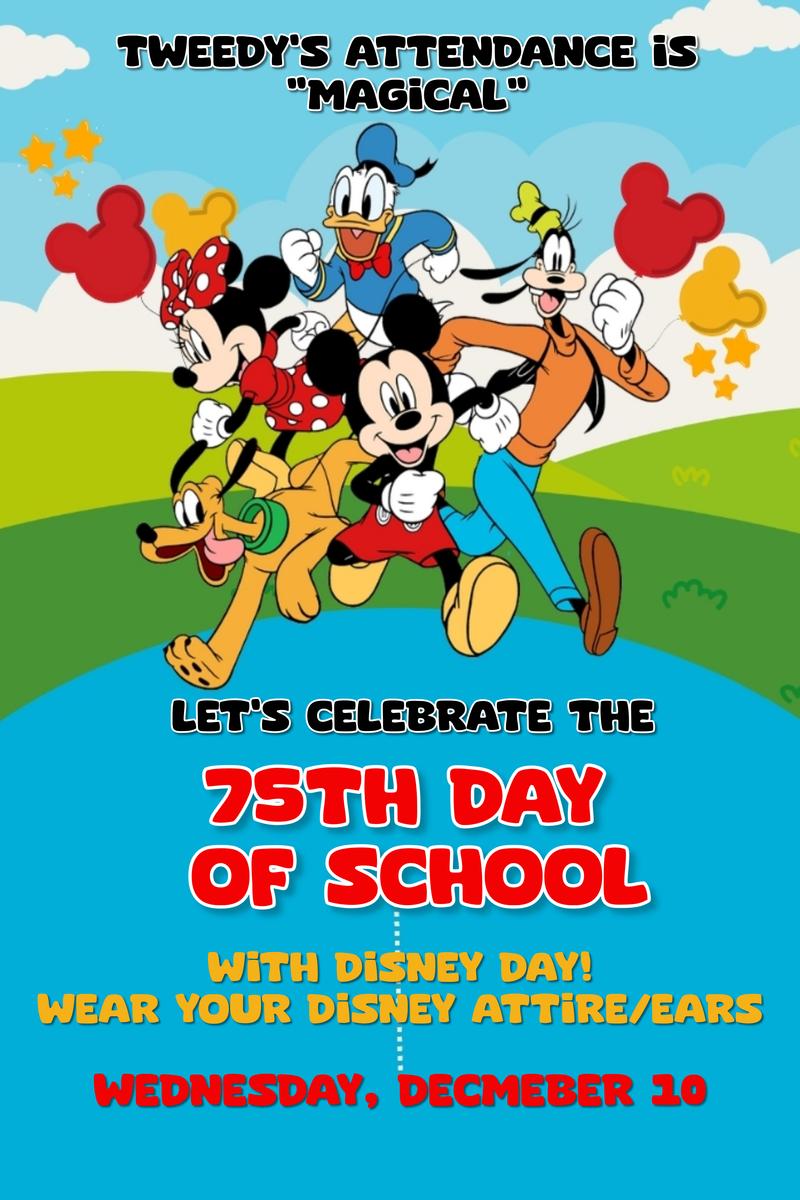 75th day of school Disney day