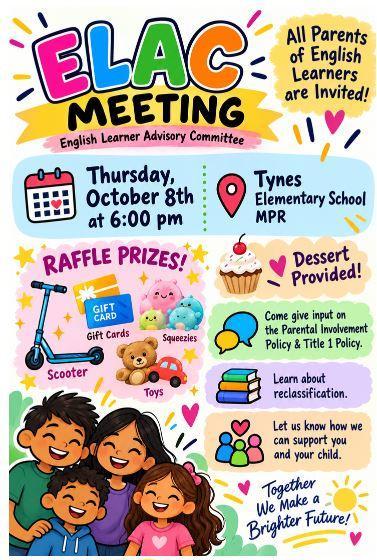 First ELAC meeting for English learner parents is October 8th