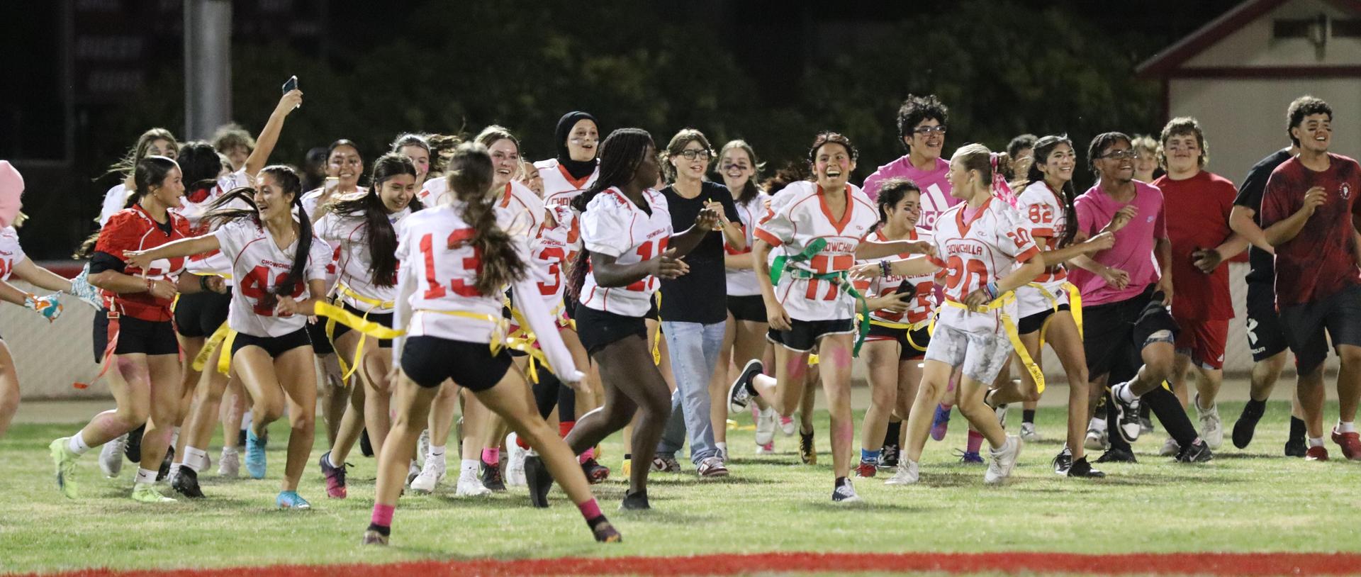 the white team celebrating their win