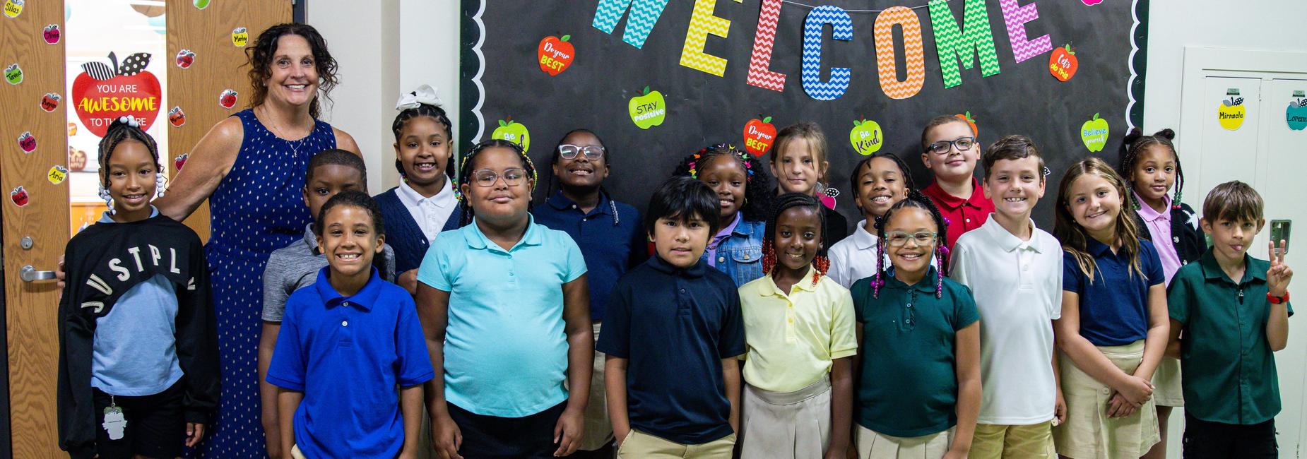 Turtle Creek students and their teacher pose for a photo