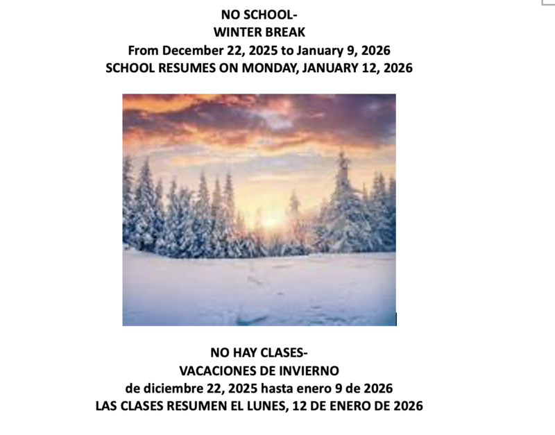 Winter Break/Vacaciones de invierno Featured Photo