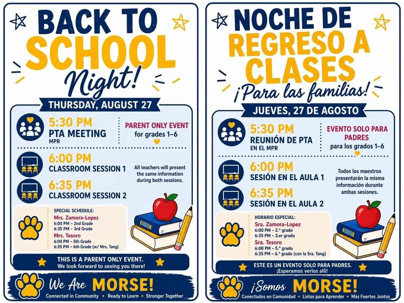 Back to School Night Information