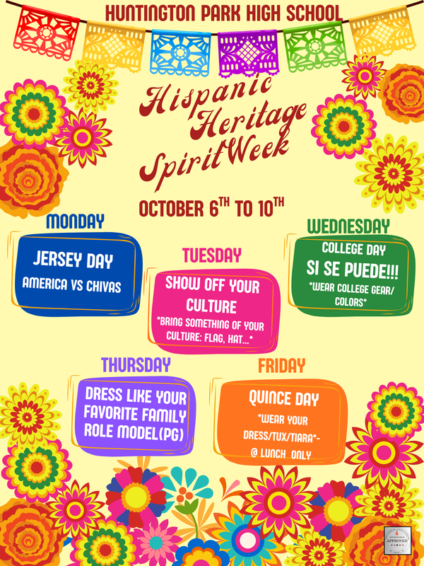 Hispanic Heritage Month Spirit Week Flyer