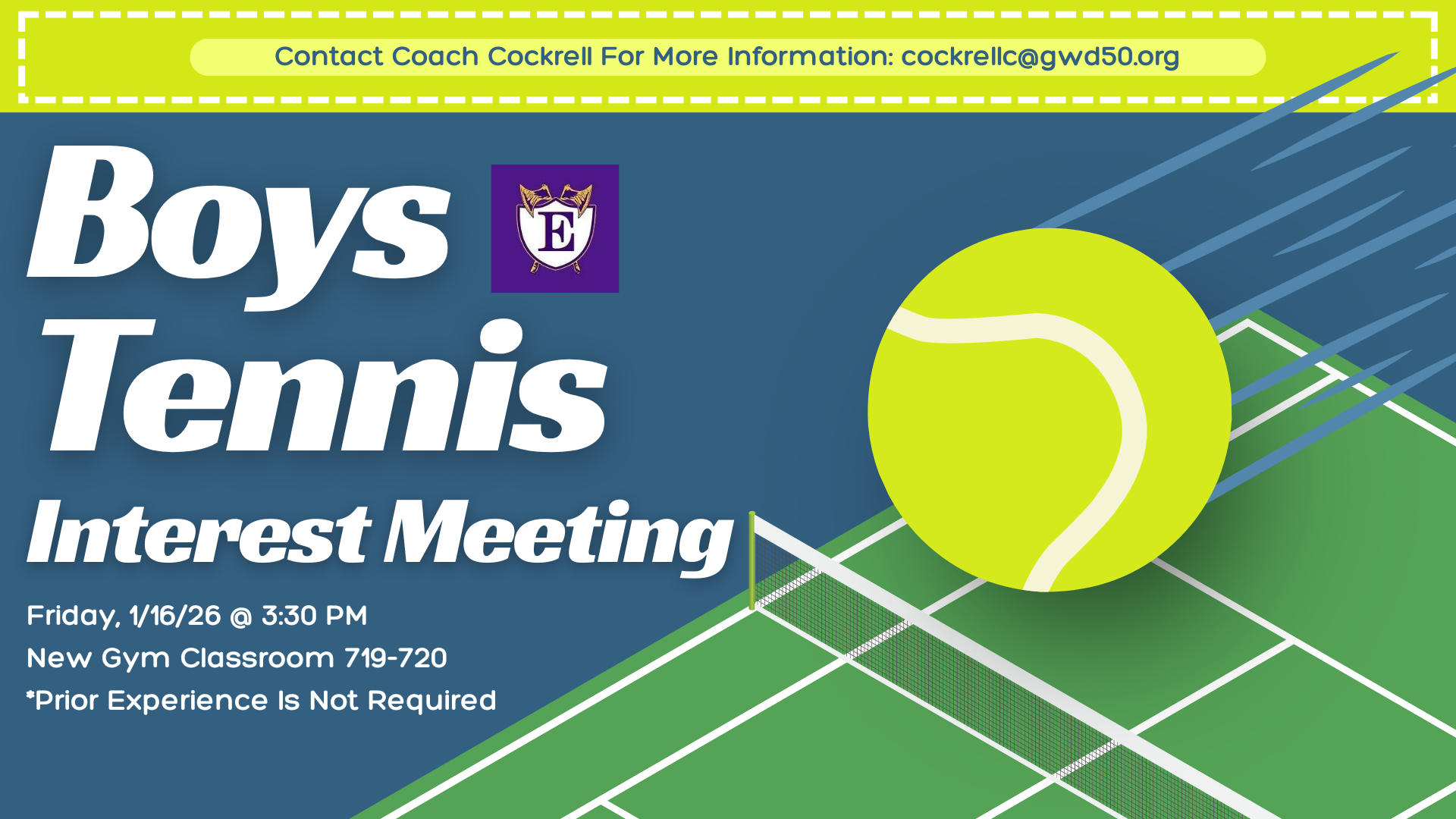 Boys Tennis Interest Meeting 1/16/26 Image