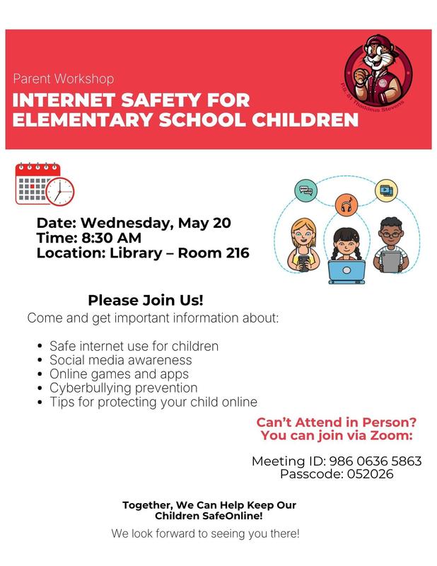 Internet Safety Workshop. May 20th, 2026. 8:30am. English