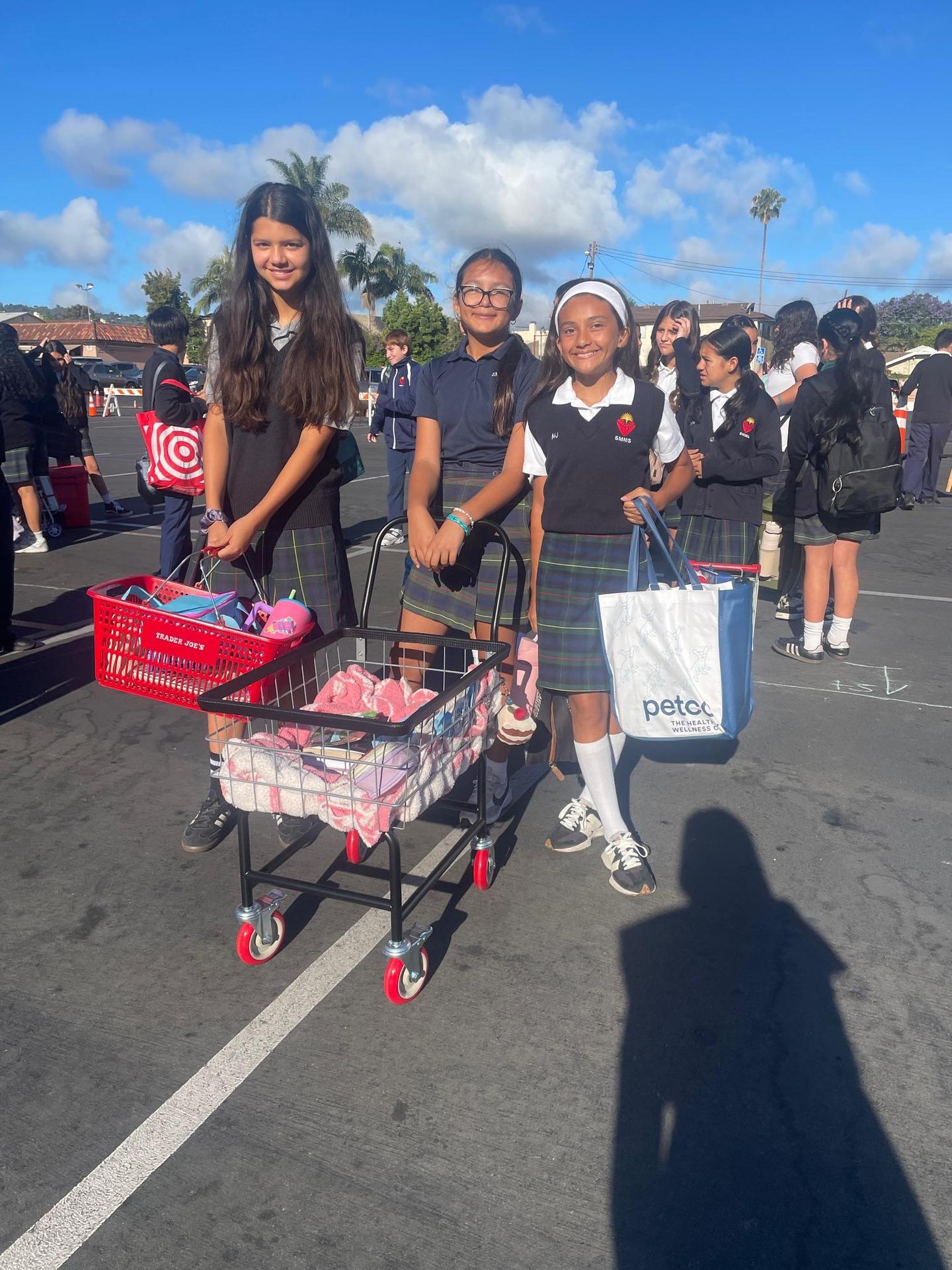 girls with baskets