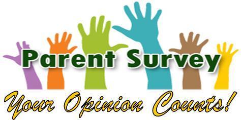 Image that read Parent Survey - Your opinion counts to announce survey