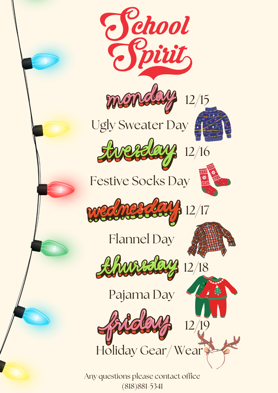 Spirit Week 12/15-12/19