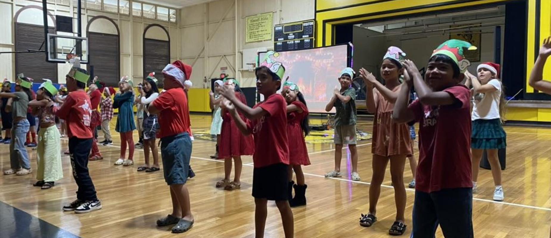 Students performing at the Winter Assembly